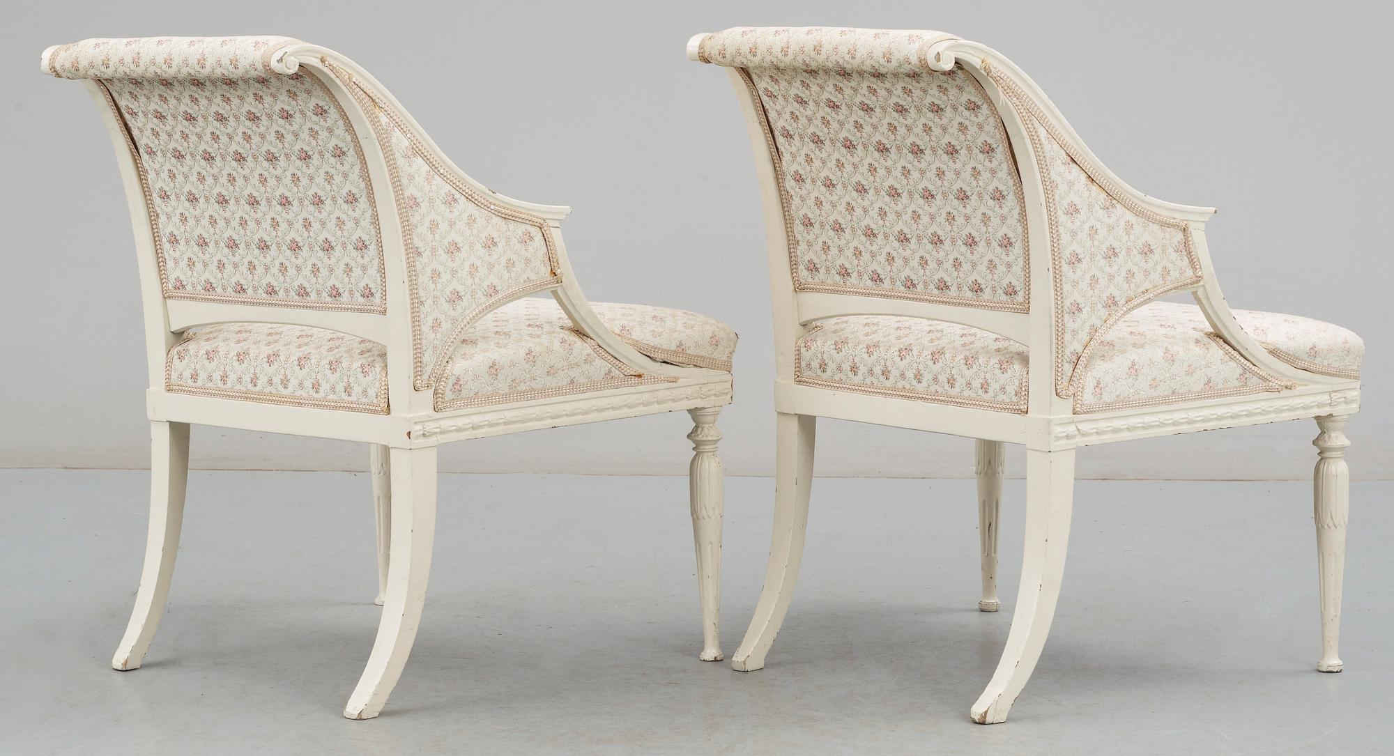 A pair of late Gustavian circa 1800 armchairs by E. Ståhl.