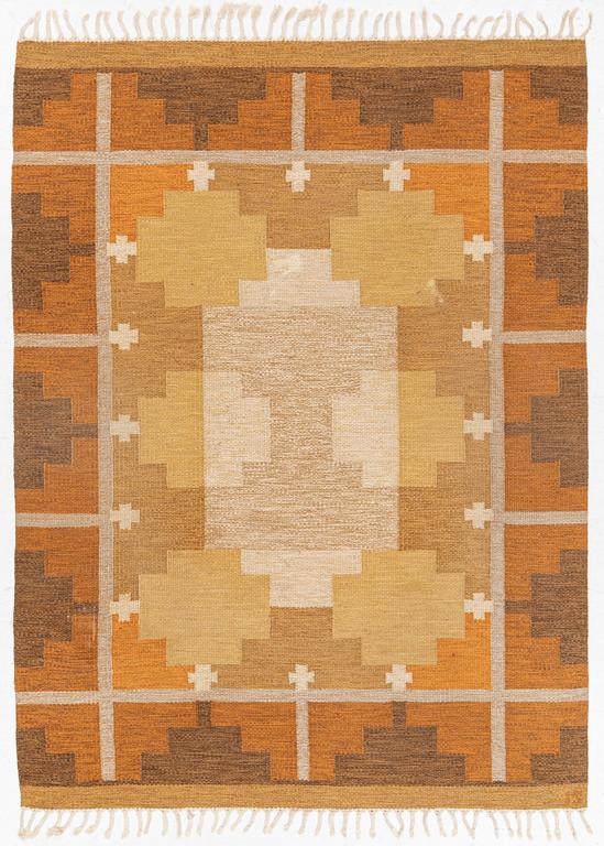 Ingegerd Silow, a flat weave rug, signed IS, c. 225 x 168 cm.