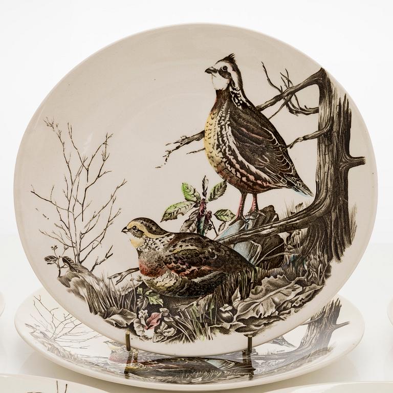 Tallrikar, 9 st "Birds"  flintgods, Johnson bros, England 1900-talets första hälft/mitt.