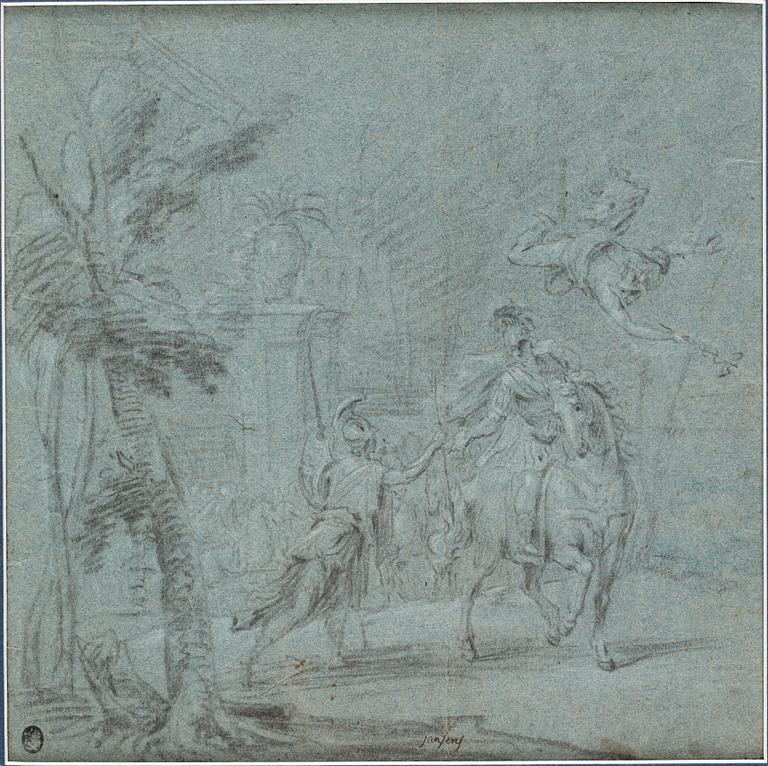 GIOVANNI ANTONIO PELLEGRINI, circle of. Unsigned. Crayon, image 27.5 x 27.5 cm.