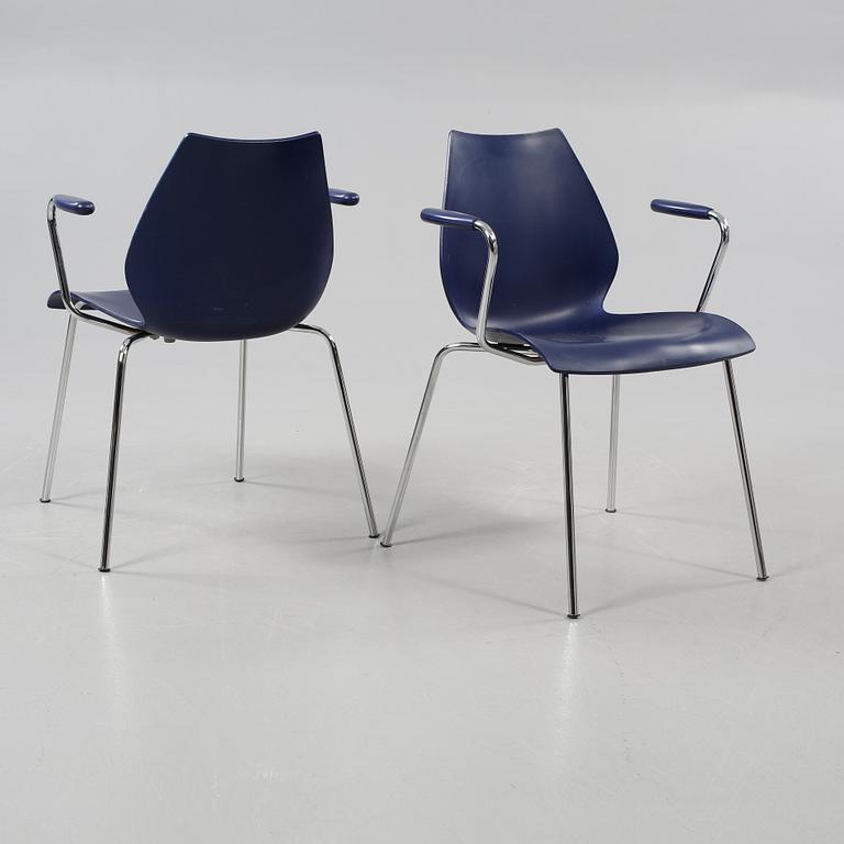 KARMSTOLAR, 6 st, "Maui", Vico Magistretti, Kartell, omkring sekelskiftet 2000.
