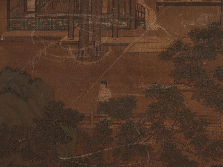 A large painting by un unkown artist, presumably late Qing dynasty after an old master.