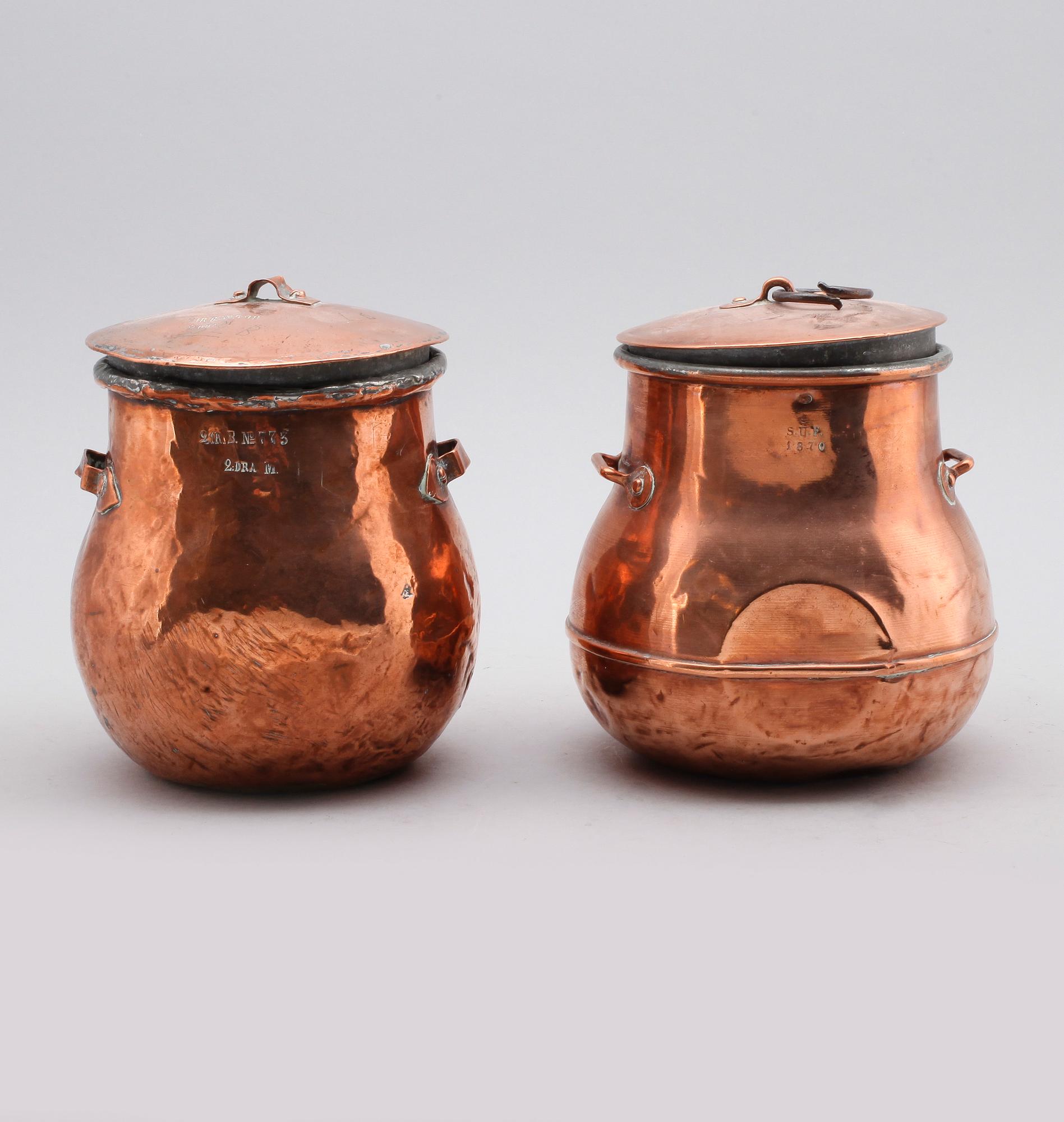 MATKÄRL, 2 st, koppar, 1800-talets andra hälft.