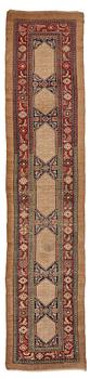 260. MATTO, an antique/semi-antique Hamadan, one of a pair, ca 534 x 114 cm (as well as 2,5 and 1,5 cm flat weave at.