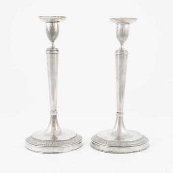 A pair of silver candlesticks, mark of Filippo della Miglia, Rome 1811-1856.