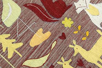 A carpet, embroiderad  flat weave, ca 156 x 99 cm.