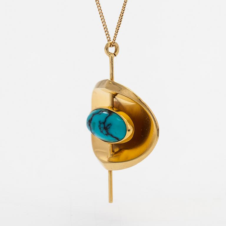 Heikki Kaksonen, An 18K gold and turquoise necklace. Helsinki 1960.