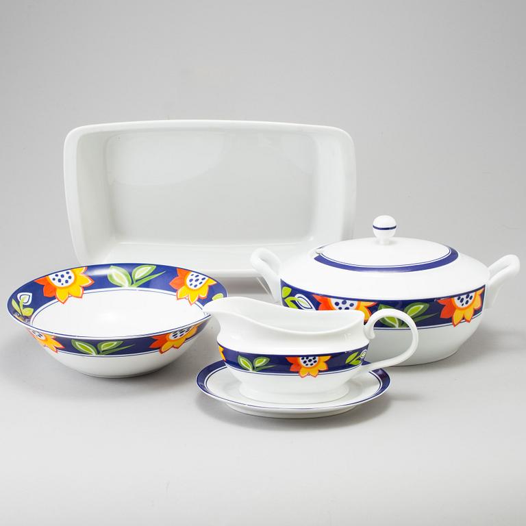 SERVIS, glas och porslin, 24 + 62 delar, "Solros", Christineholm Design.