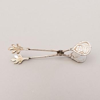 A 3-piece silver coffee set and a silver sugar tong, Finland 1951 and 1946.