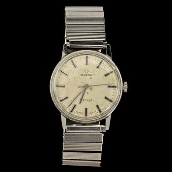 HERRARMBANDSUR, 2 st, stål, Longines och Omega, 1900-tal.