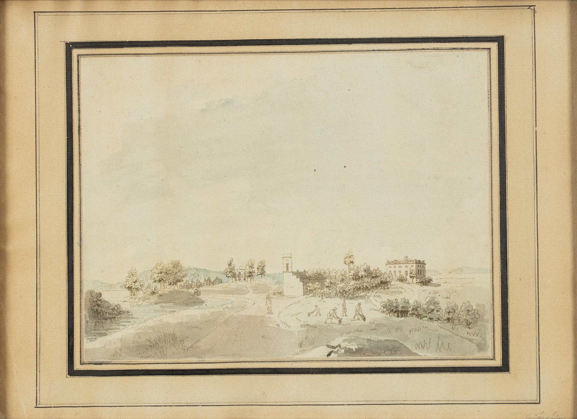 Jonas Carl Linnerhielm, tillskriven, akvarellerad konturetsning.