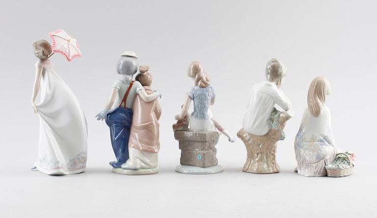 FIGURER, 5 st, porslin, Lladro, Spanien.