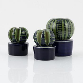 Marianne Westman, three stoneware cacti figurines, Rörstrand, Sweden.