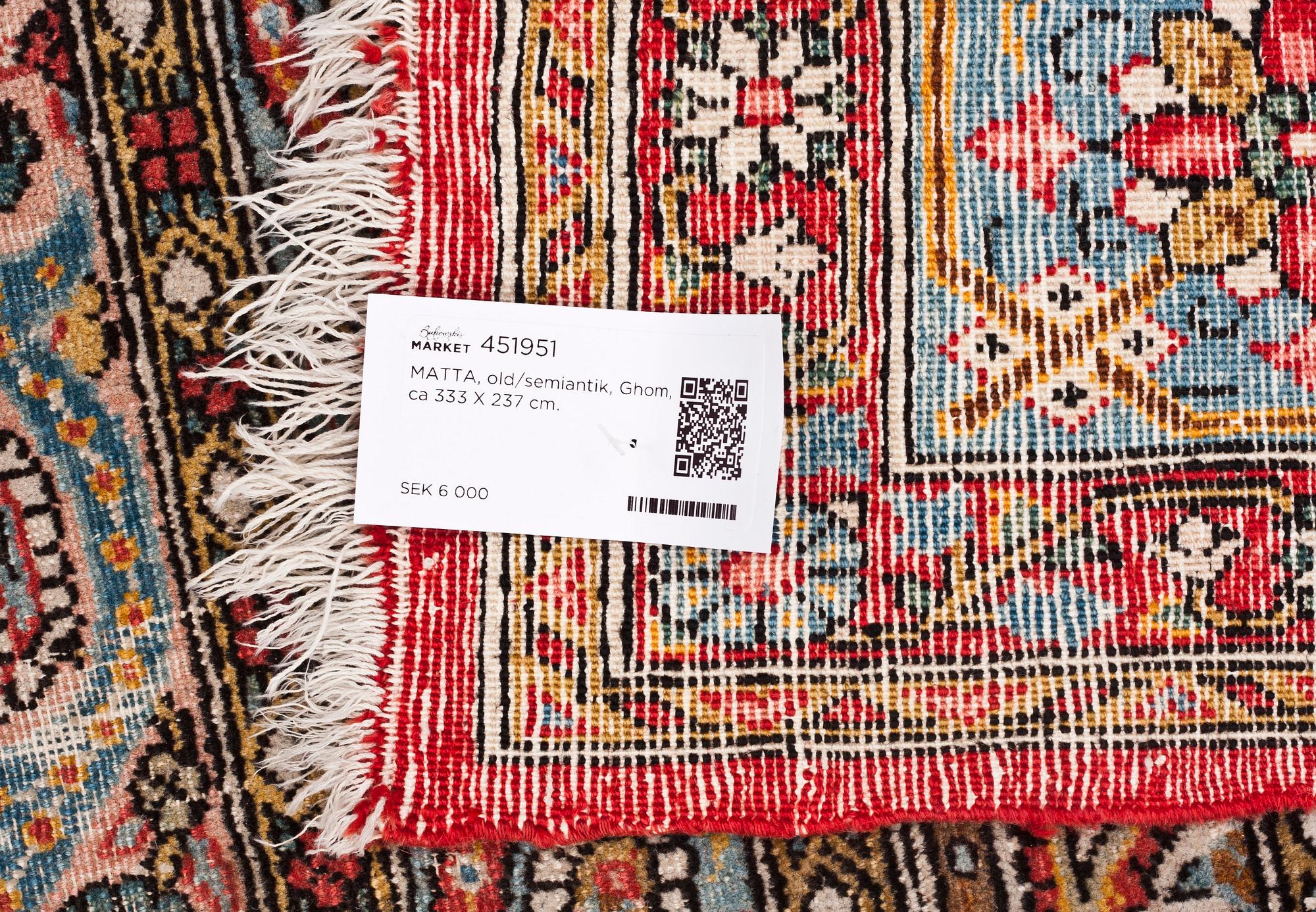 MATTA, old/semiantik, Ghom, ca 333 X 237 cm.