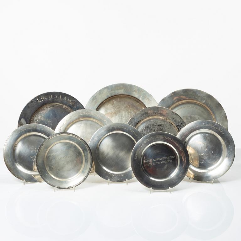 Ten Swedish silver dishes, including mark of KG Markström, Uppsala 1916.