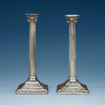 927. A pair of English silver candlesticks, possibly of Andrew Fogelberg, London 1766.