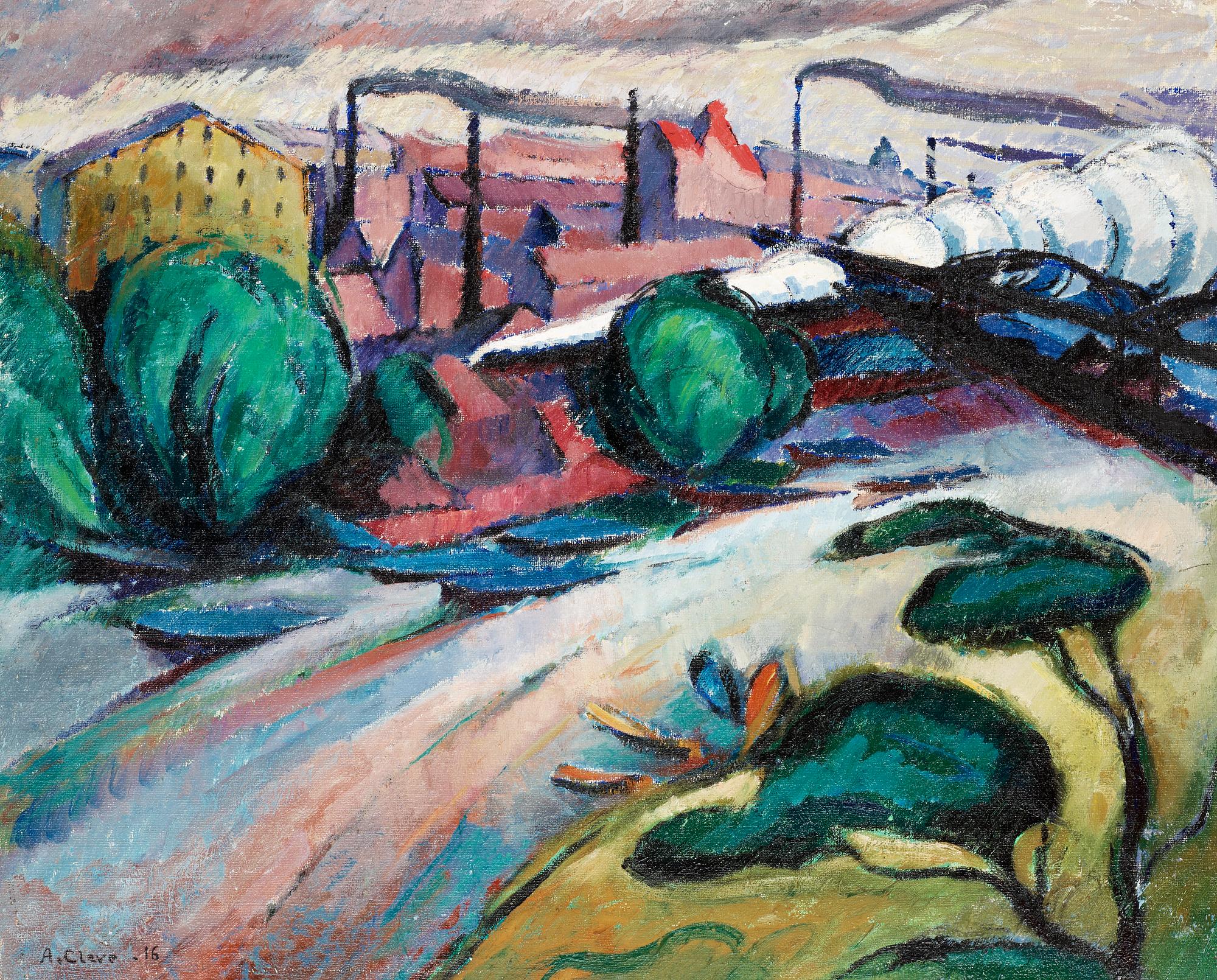 Agnes Cleve, "Röstrandsfabriken vid Karlbergsstrand".