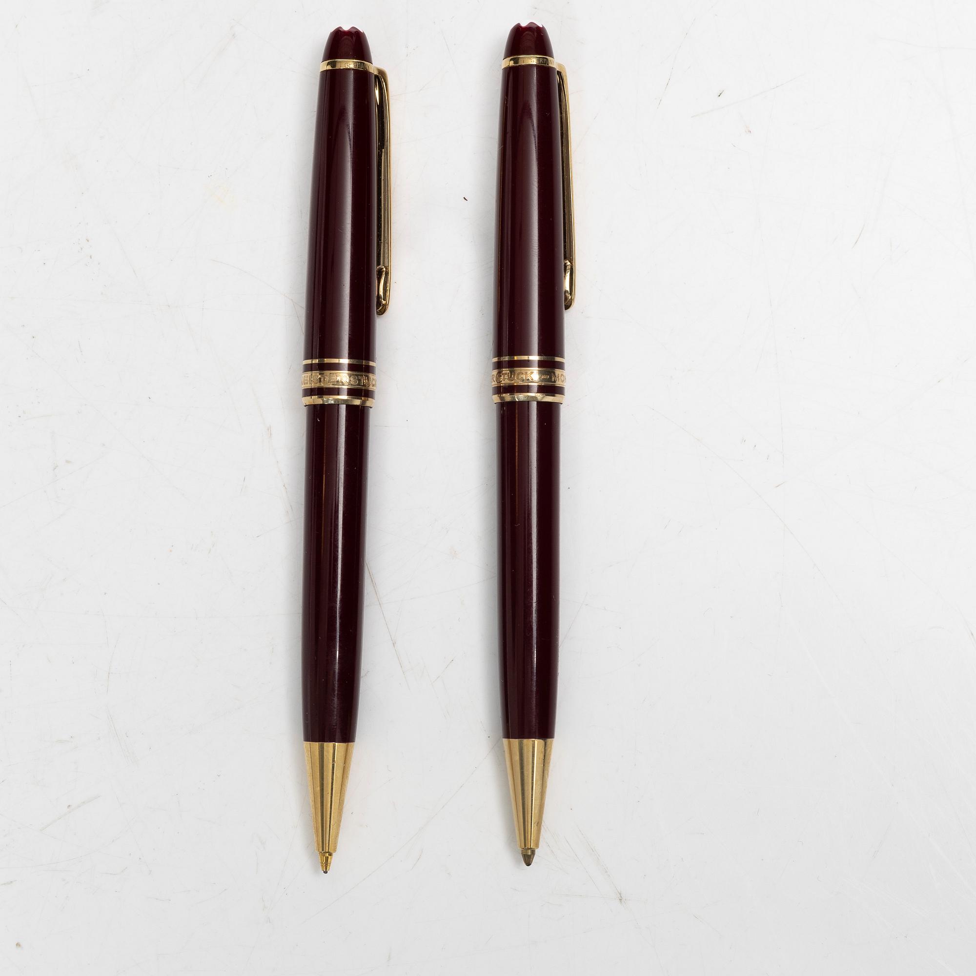 Pennor, 2 st, i etui, Montblanc Meisterstück.