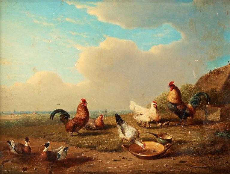 Francois Vanderverdonck, Landskap med hönsfåglar och änder.