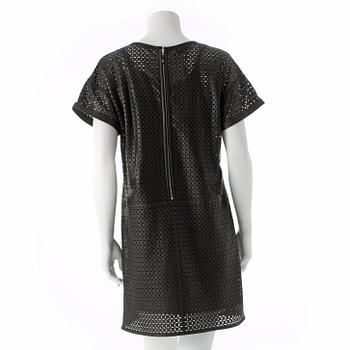 ESCADA SPORT, a black openwork leather dress.
