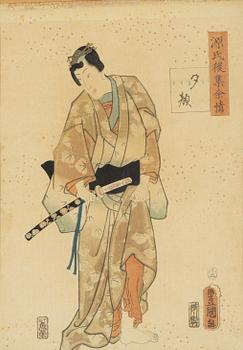 Different artists, four colour woodblock prints, Japan.