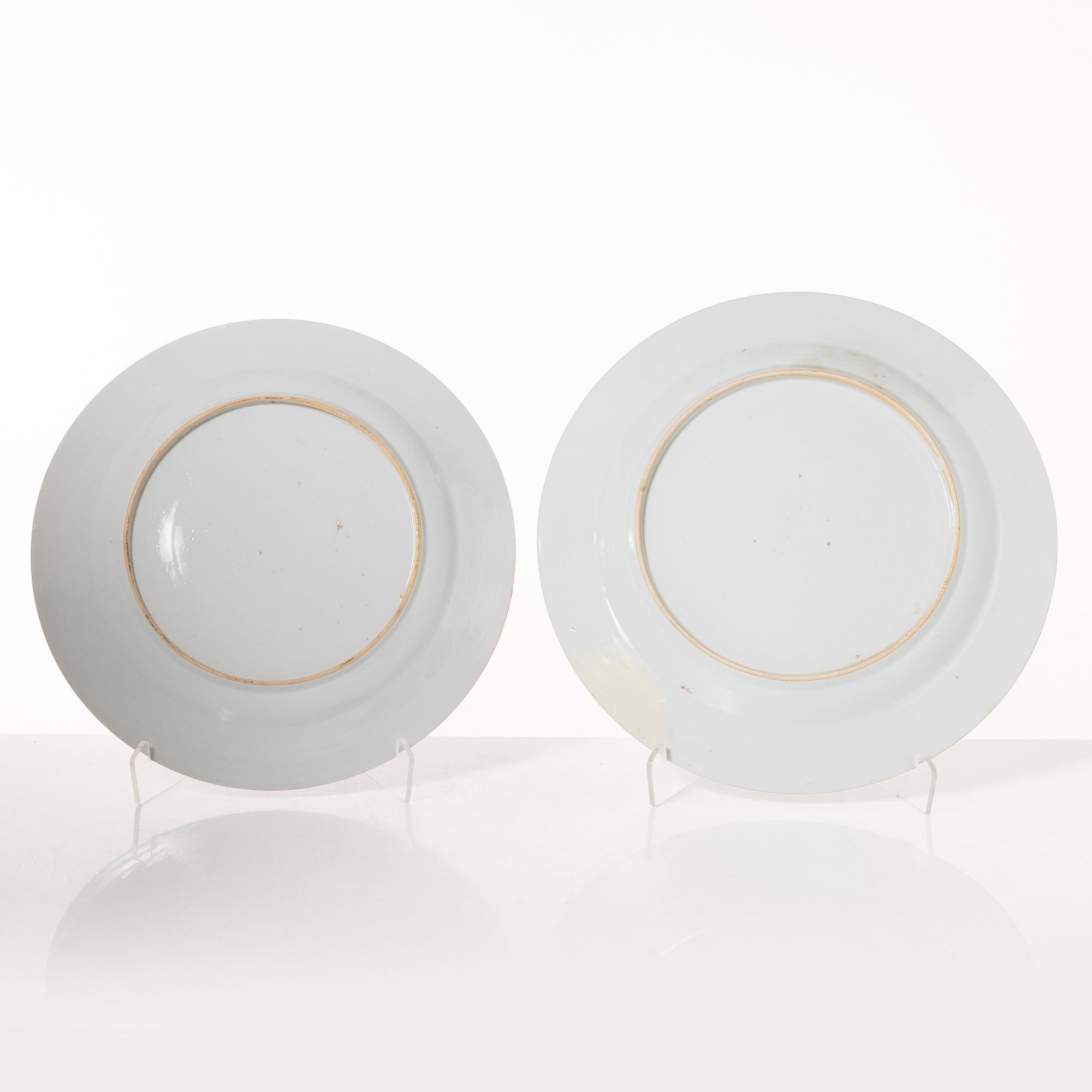 A group  of three serving dishes, a serving bowl, a cup, and seven plates, porcelain, including China 18th century.