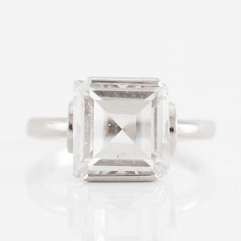 Ring, 18K white gold with synthetic white stone.