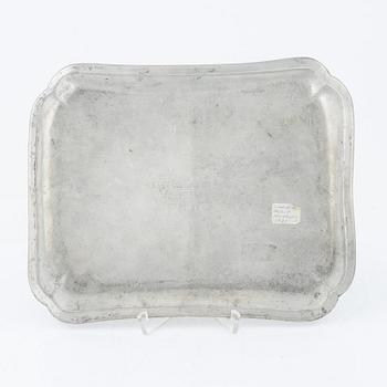 Two pewter trays, 18th Century.