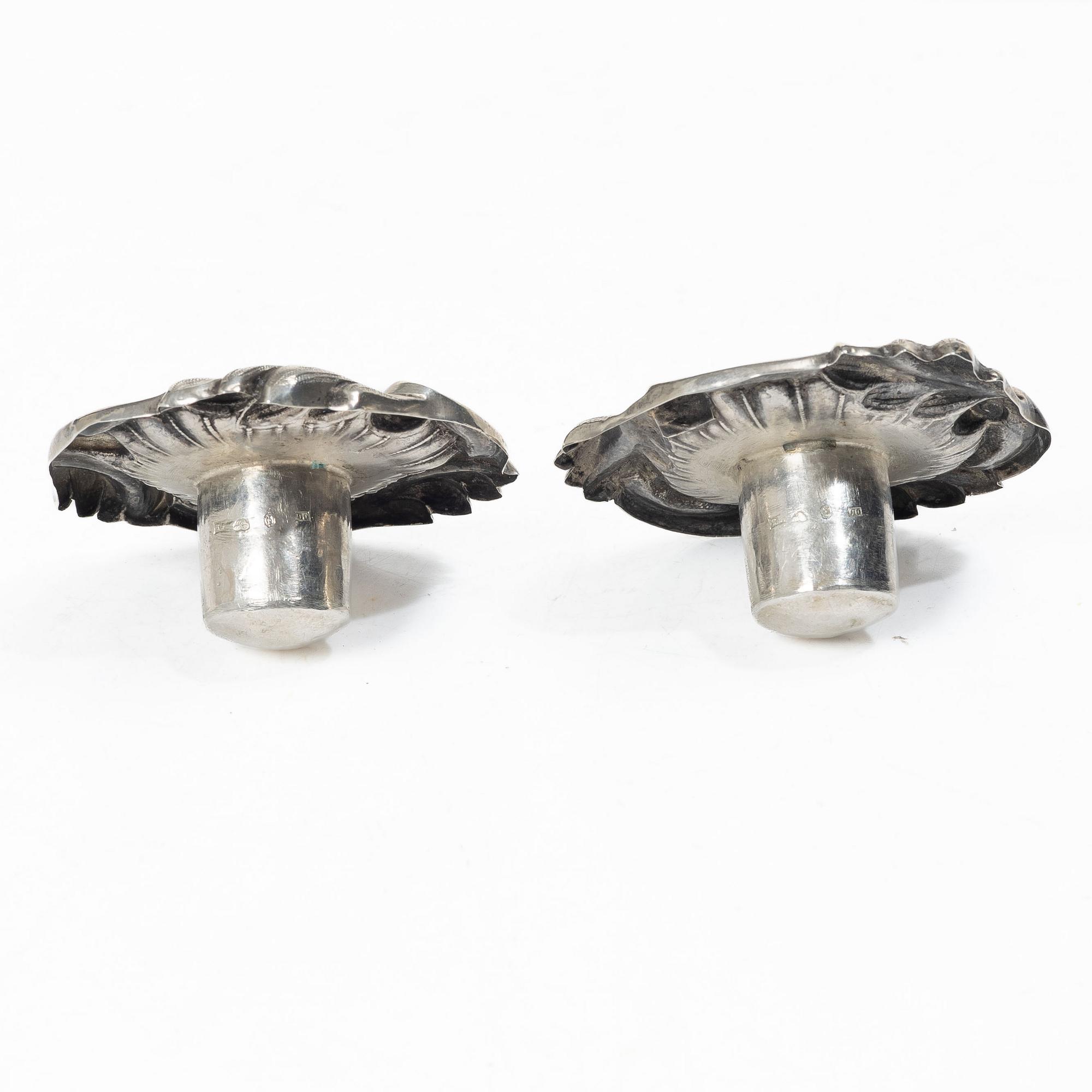 Otto Lindeberg, candle sconces, a pair, silver, Stockholm 1866.
