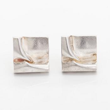 Björn Weckström, manschettknappar, "Vy från Luna", silver, Lapponia 1983.