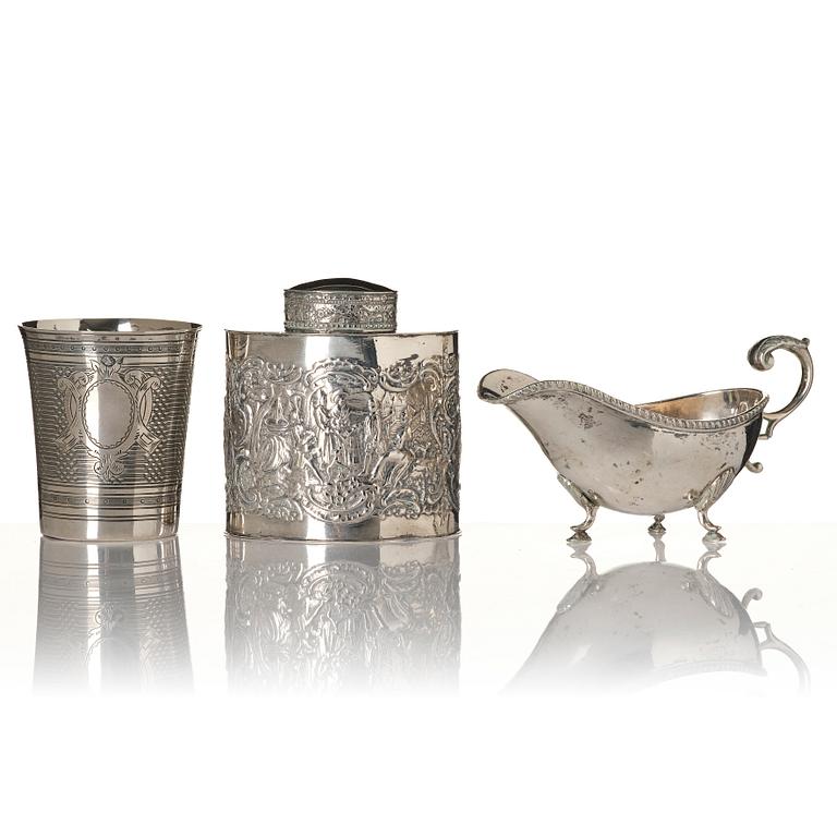 Tedos, sauceboat and cup, silver, including Ottoman Empire.