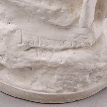 JOHANNES TAKANEN, kipsiveistos, signeerattu ja päivätty 1878.