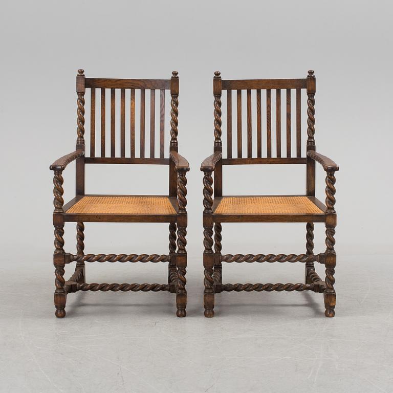 A pair of Baroque style armchairs, 1926.