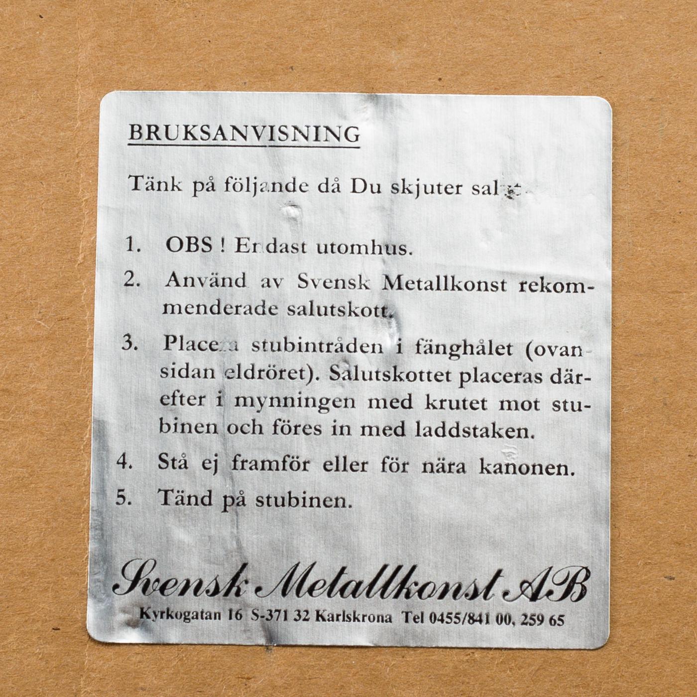 SALUTKANONER, ett par "Vasa 1628" Svensk Metallkonst AB, Karlskrona, 1900-talets slut.
