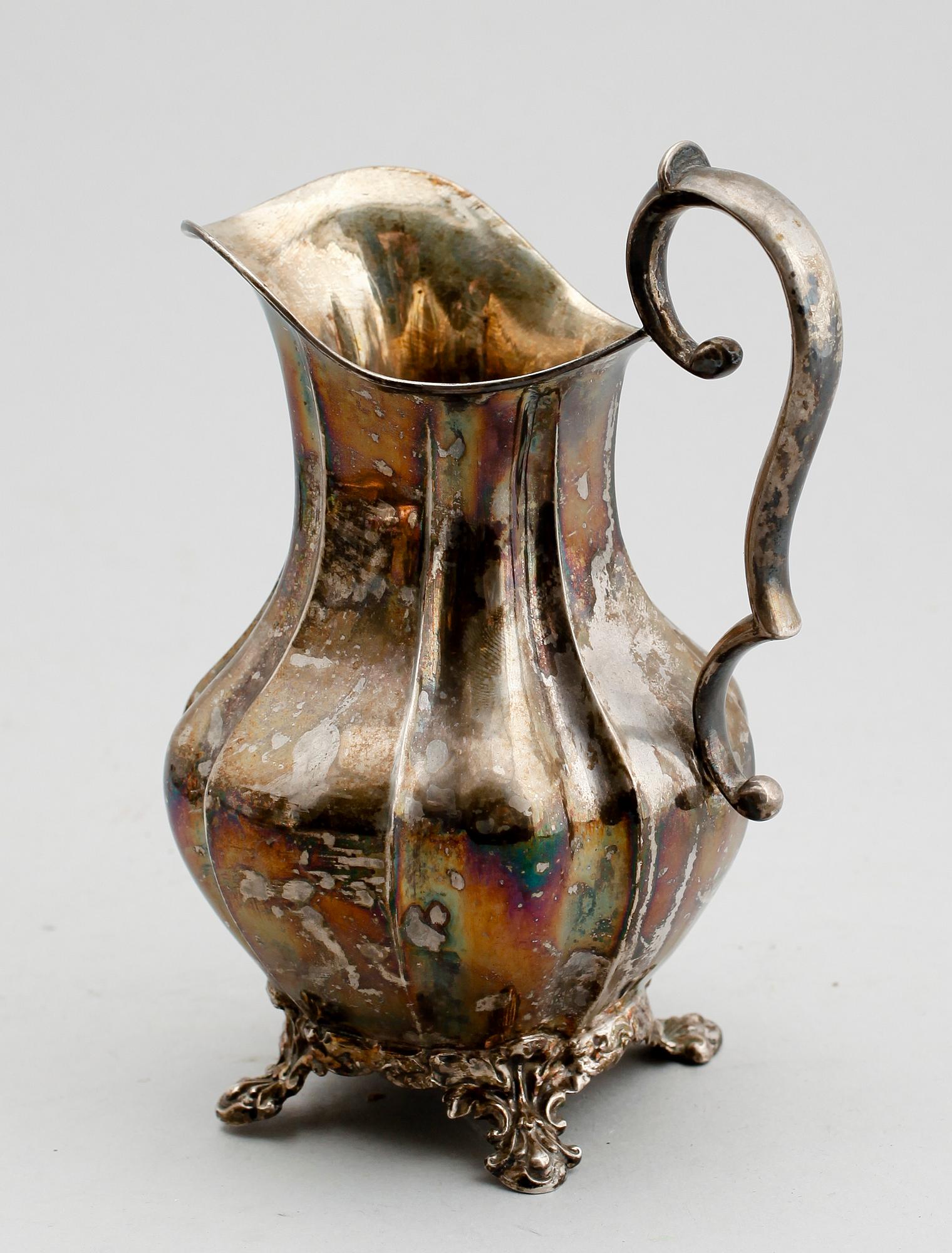 GRÄDDKANNA, silver, Gustaf Adolf Cedergren, Stockholm 1851. Vikt ca 206 g.