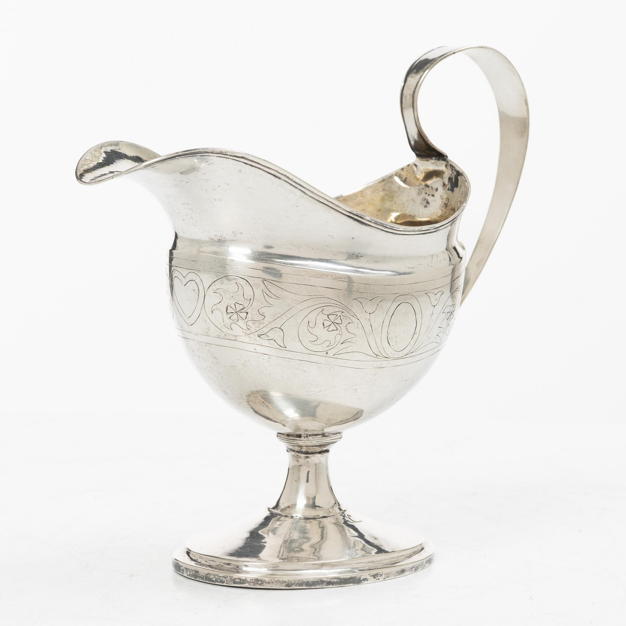 Carl Zacharias Schultz, gräddkanna, silver, (verksam 1819-1847) Tavastehus, Finland.