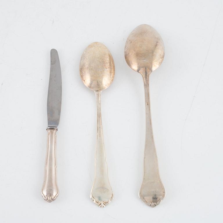 Bestick, 20 delar, silver, "Viktoria", GAB, Stockholm, 1964 samt svenska importstämplar.