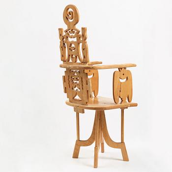 Roberto Matta, a sculptured wooden "Tarquinia" chair, Italy, 1970's.