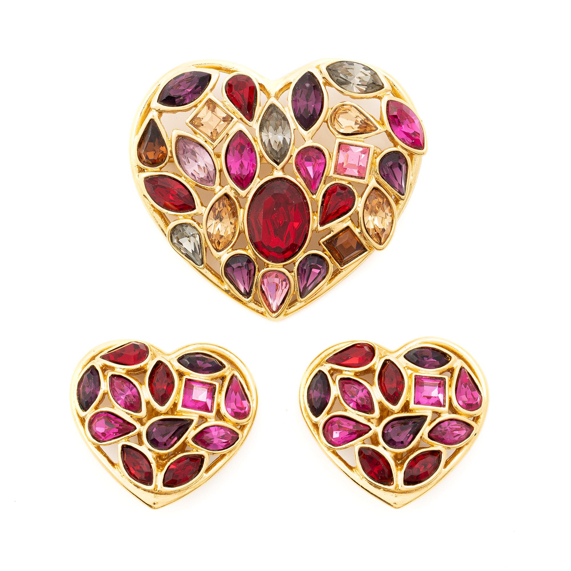 Yves Saint Laurent, earrings and brooch.