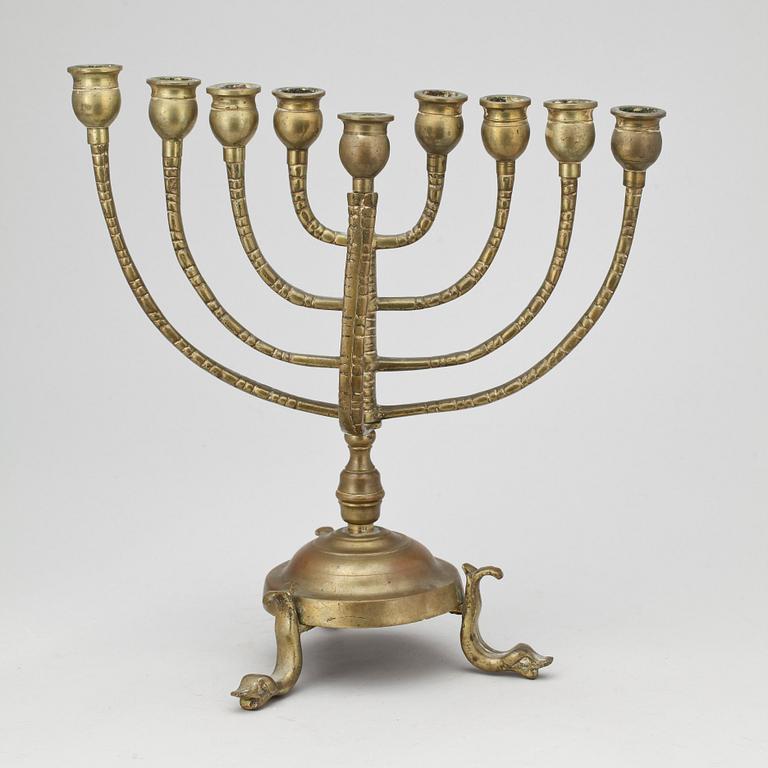 KANDELABER, mässing, judisk, 1900-tal.