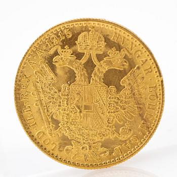 Gold coin, Austria-Hungary, Franz Joseph 1 Ducat, 1915.