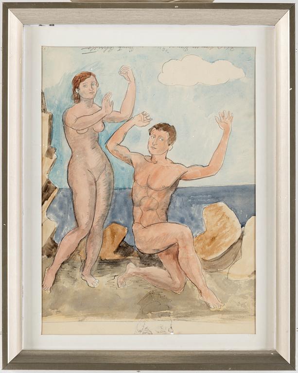 ARVID FOUGSTEDT, watercolour, painted on both sides, signed and dated 1929.