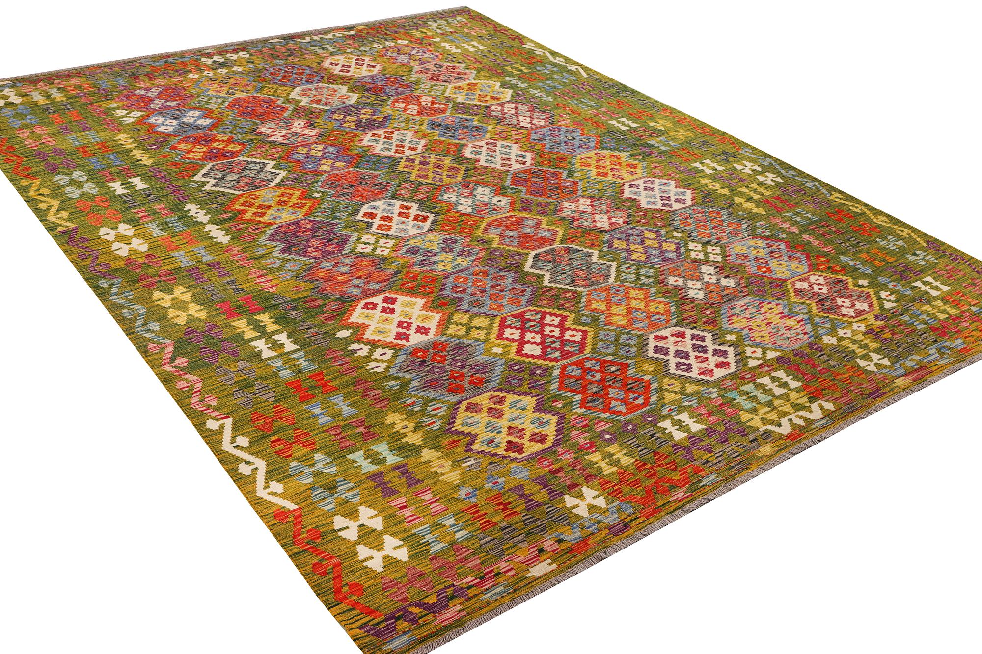 An Afghan Kilim carpet, c. 357 x 266 cm.