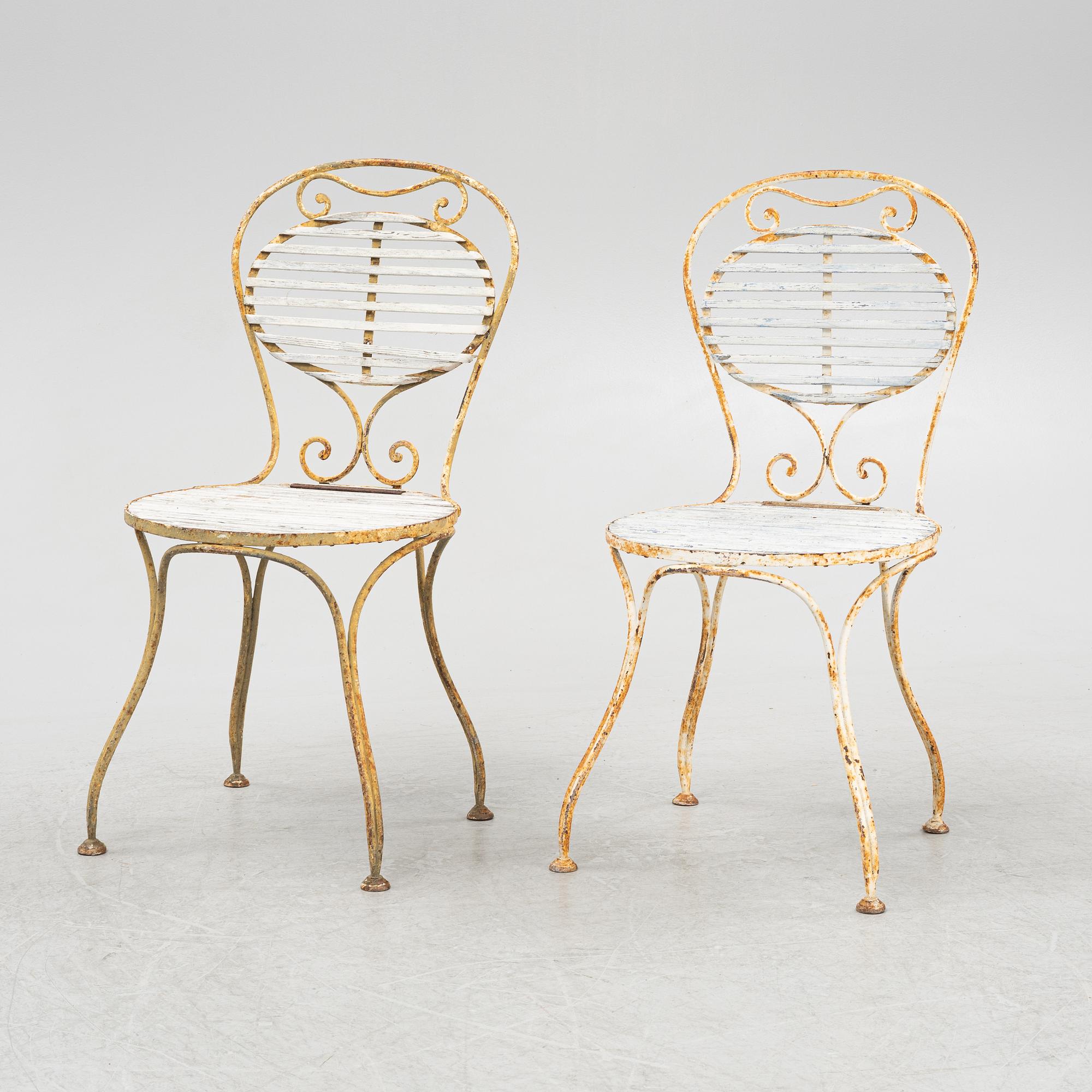 Trädgårdssoffa, två stolar, två karmstolar, Skoglund & Olsson, Gefle, 1900-talets första hälft.