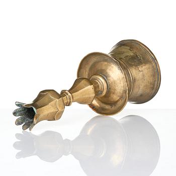 An Ottoman brass 'Tulip' Candelstick, Turkey, 17th/18th century.