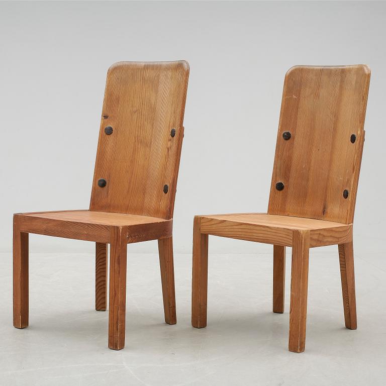 A pair of Axel Einar Hjorth 'Lovö' pine chairs, Nordiska Kompaniet, 1930's.