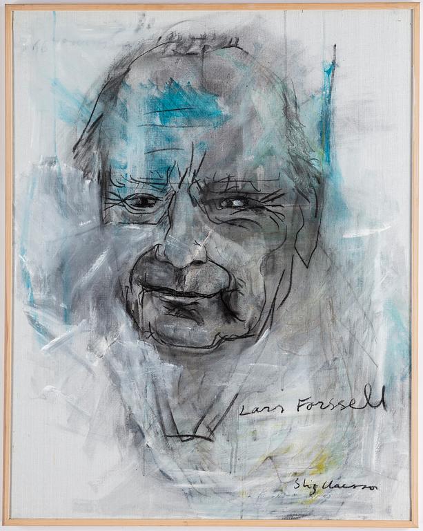 STIG CLAESSON, oil on canvas, signed. A portrait of the writer Lars Forsell.