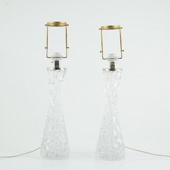 Carl Fagerlund, a pair of "RD-1477" glass table lamps, Orrefors, Sweden.