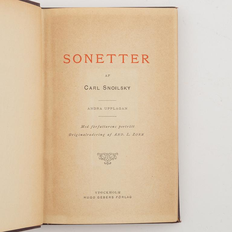 Anders Zorn, etsning, 1888, från den osignerade upplagan ur "Sonnets by Carl Snoilsky", 1888.