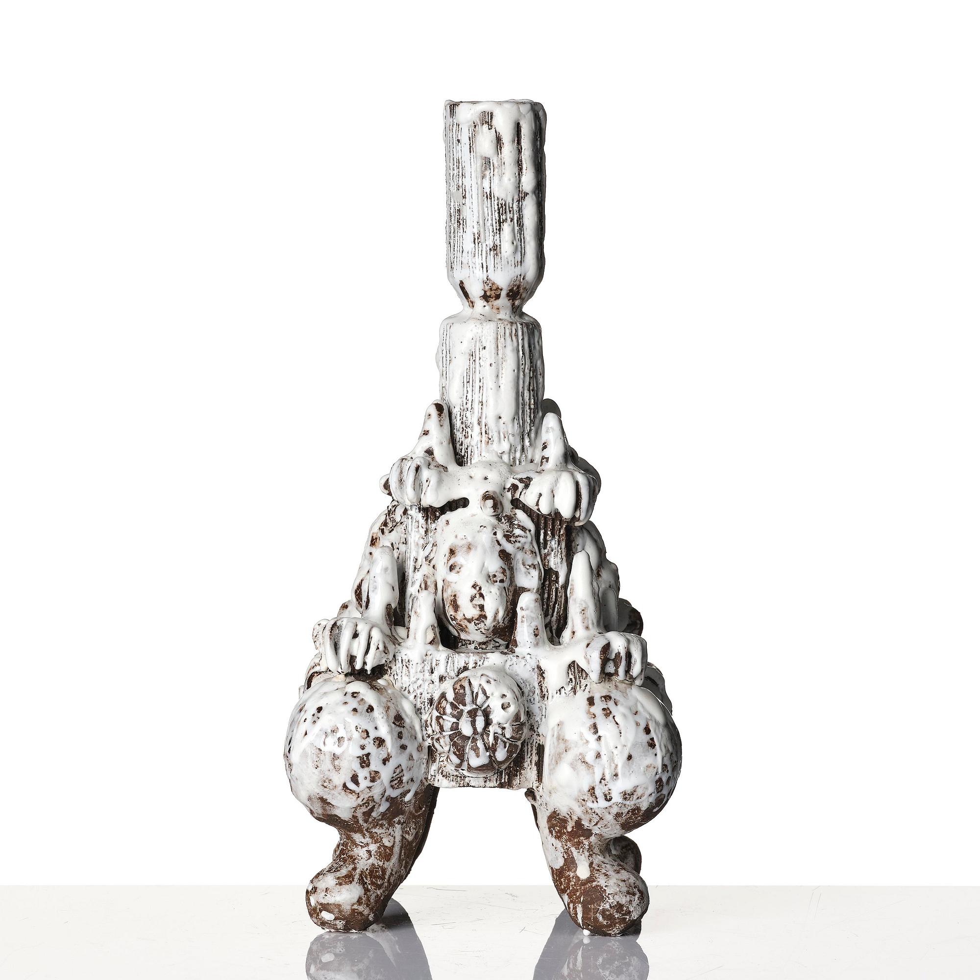 Carl Richard Söderström, a stoneware sculpture/candlestick, executed in his studio, Stockholm, ca 2012.